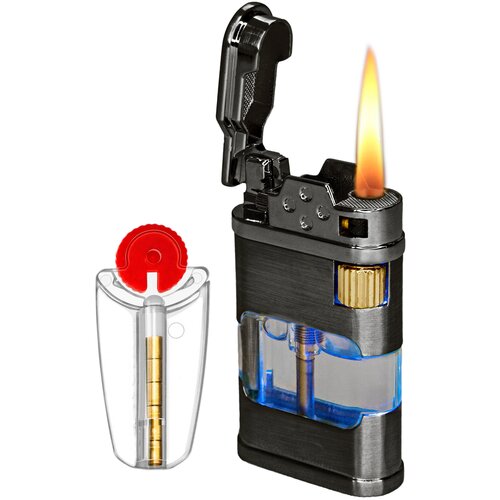 Металлическая газовая зажигалка + кремни в наборе фото