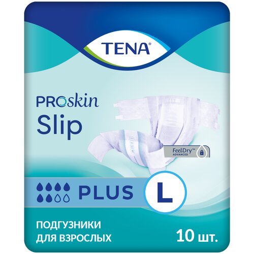 Подгузники для взрослых ТЕНА Slip Plus, L, 6 капель, 100-150 см, 10 шт. фото