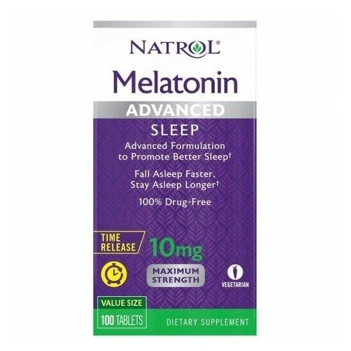 Таблетки Natrol Melatonin Advanced Sleep Time Release, 10 мг, 100 шт. фото