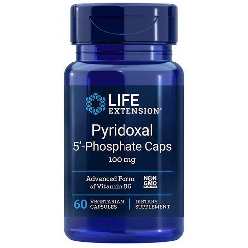 Life Extension, Pyridoxal 5'-Phosphate Caps, 100 mg, 60 Vegetarian Capsules фото