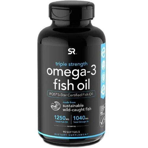 Омега 3 Sports Research Omega-3 Fish Oil Triple Strength 1250 мг 90 капсул фото