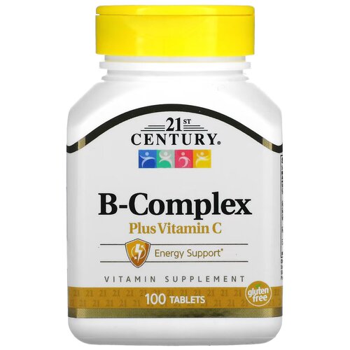 фотография Таблетки 21st Century B-Complex Plus Vitamin C, 150 г, 100 шт., купить за 1377р