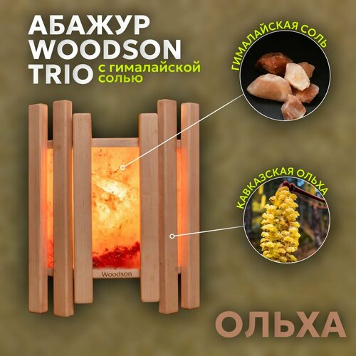 Абажур Trio с гималайской солью для бани и сауны, Woodson, ольха фото