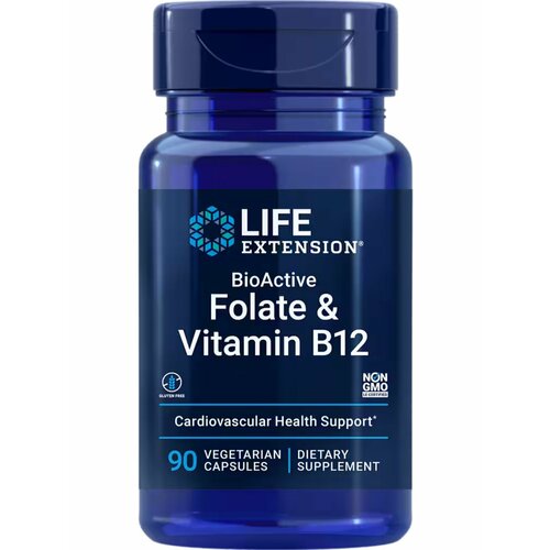 Folate & Vitamin B12 BioActive (Фолат с Метилкобаламином) 90 вег капсул (Life Extension) фото