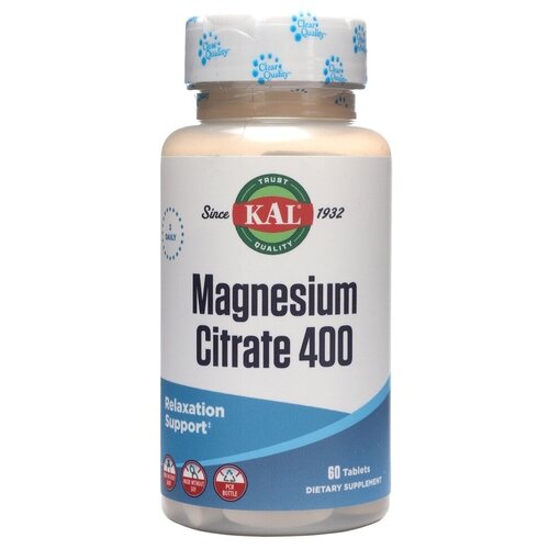 Magnesium Citrate 400 мг (Цитрат магния) 60 таблеток (KAL) фото