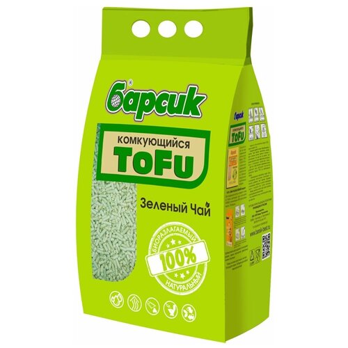 Комкующийся наполнитель Барсик Tofu Зелёный Чай, 4.5л, 1 шт. фото