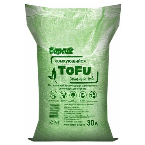 Комкующийся наполнитель Барсик Tofu Зелёный Чай, 30л, 1 шт. фото