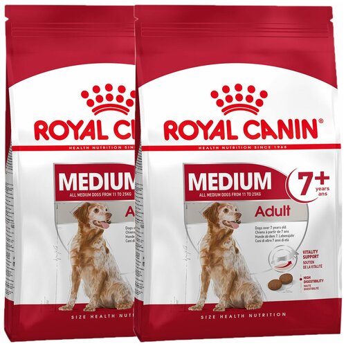 фотография ROYAL CANIN MEDIUM ADULT 7+ для пожилых собак средних пород старше 7 лет (4 + 4 кг), купить за 6151р