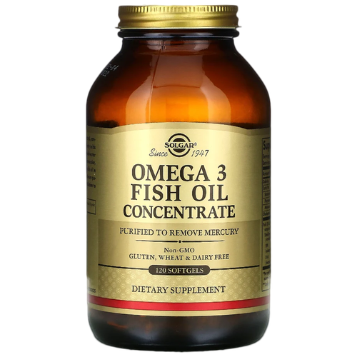 Solgar Omega-3 Fish Oil Concentrate капс., 150 мл, 300 г, 120 шт., рыба фото