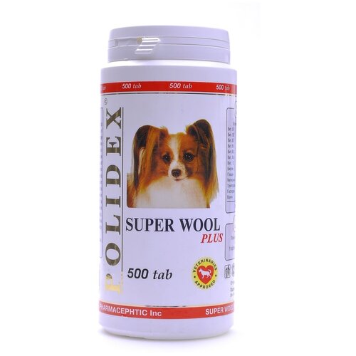 Витамины Polidex Super Wool plus для собак , 500 таб. фото