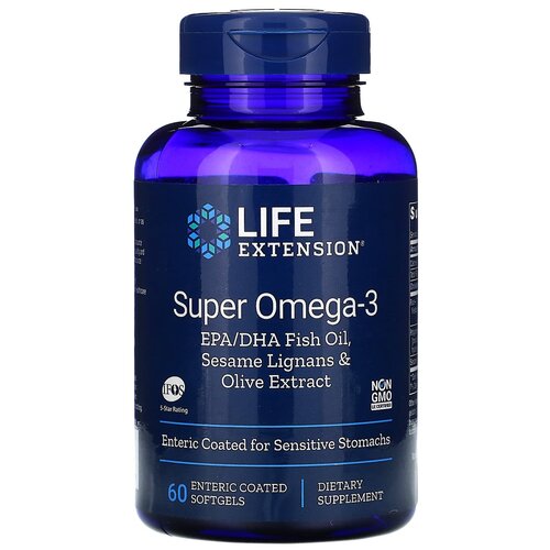 Капсулы Life Extension Super Omega-3 EPA/DHA with Sesame Lignans & Olive Extract, 200 г, 60 шт. фото