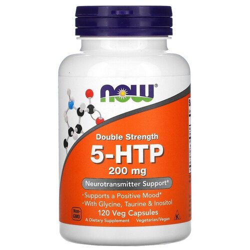 фотография Капсулы NOW 5-HTP Double Strength 200 мг, 70 г, 200 мг, 120 шт., купить за 4390р