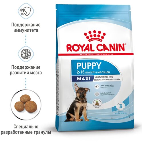 фотография Сухой корм для щенков Royal Canin при чувствительном пищеварении, для здоровья костей и суставов 1 уп. х 2 шт. х 3000 г (для крупных пород), купить за 4741р