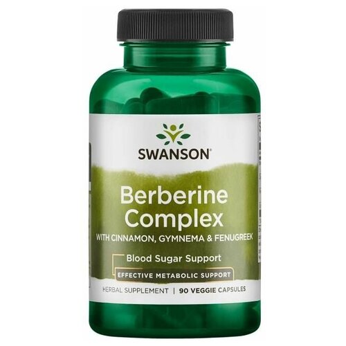 Swanson Berberine Complex with Cinnamon, Gymnema & Fenugreek (Бербериновый комплекс с корицей, джимнемой и пажитником) 90 капсул фото