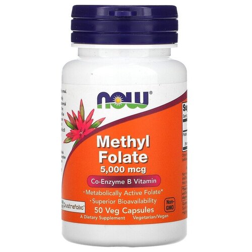 фотография Капсулы NOW Methyl Folate 5000 мкг, 50 г, 5000 мкг, 50 шт., купить за 4199р