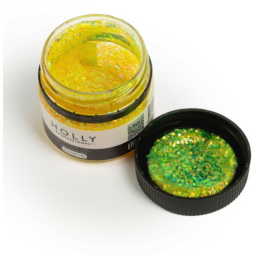 Holly Professional Глиттер для глаз, лица, волос и тела Glitter Gel Yellow Mix фото