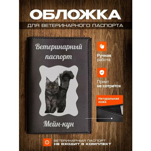 Обложка на ветеринарный паспорт для кошек с принтом Мейн-кун фото