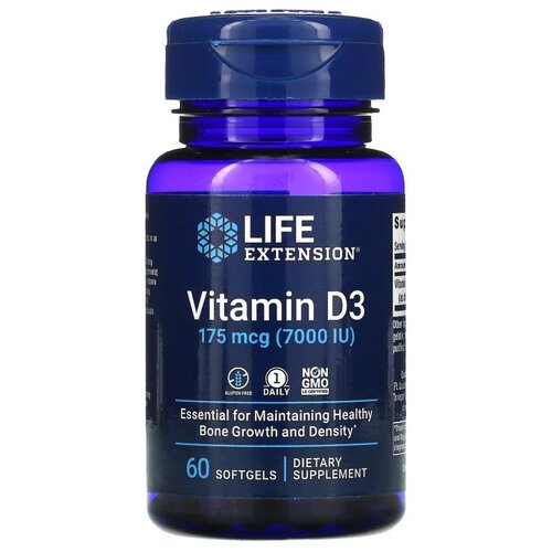 Капсулы Life Extension Vitamin D3, 100 г, 7000 МЕ, 60 шт. фото