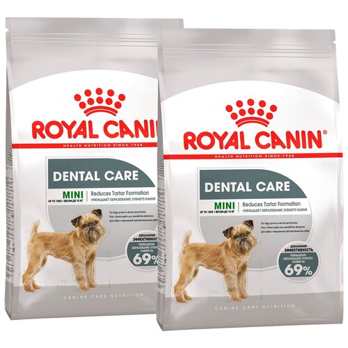 фотография Сухой корм ROYAL CANIN MINI DENTAL CARE для взрослых собак маленьких пород от заболеваний зубов и десен (1 + 1 кг), купить за 2416р