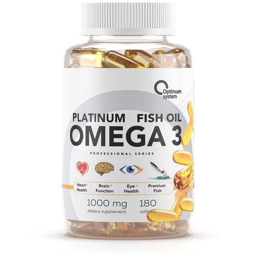 фотография Капсулы Optimum system Platinum Fish oil Omega-3, 90 г, 180 шт., купить за 1497р