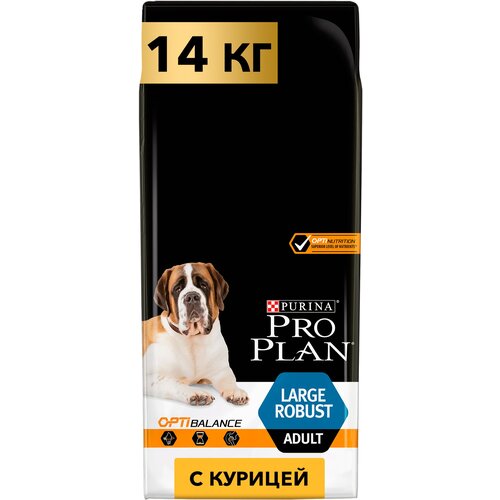 фотография Сухой корм PRO PLAN® для взрослых собак крупных пород с мощным телосложением, с высоким содержанием курицы 14 кг, купить за 7180р