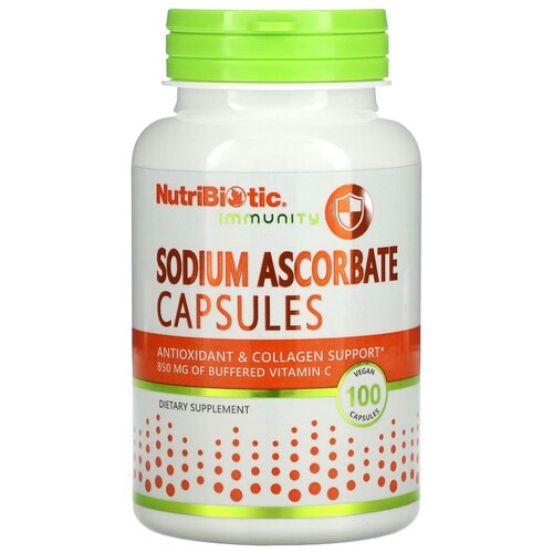 Капсулы NutriBiotic Sodium Ascorbate capsules, 153 г, 150 мл, 100 шт. фото