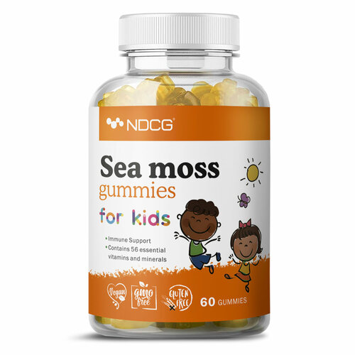 Ирландский мох NDCG мультивитаминный комплекс для детей, Sea moss for kids, со вкусом апельсина, 60 жевательных конфет, 3 упаковки фото