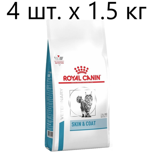 Сухой корм для стерилизованных кошек Royal Canin Skin & Coat, при проблемах кожи и шерсти, 4 шт. х 1.5 кг фото