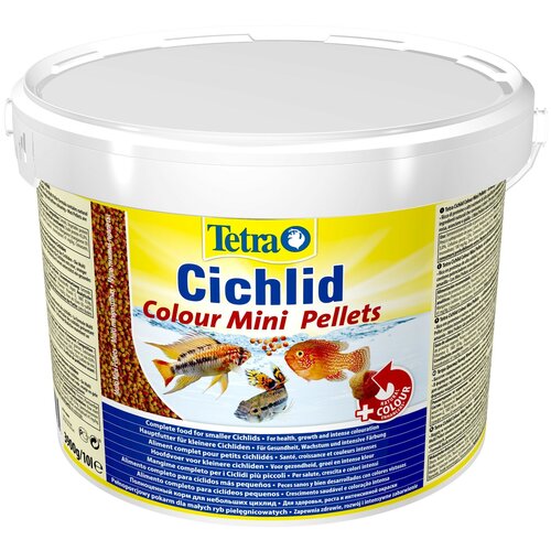 Корм Tetra Cichlid Colour Pellets Mini 10 л, мини-шарики для небольших цихлид, усиливает яркость окраски фото