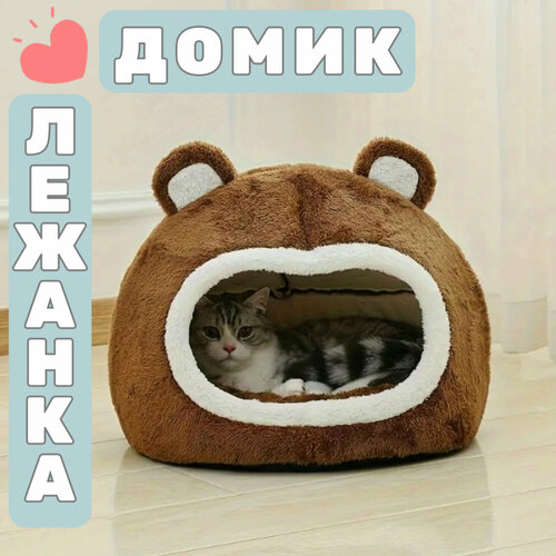 Домик лежанка для кошки, Бурый Мишка фото