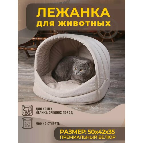 Домик Лежанка для Кошки, Кота, Лежак Кошек, Собак с Подушкой фото