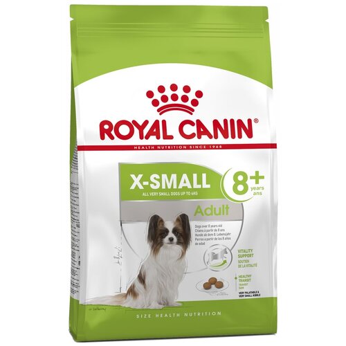 фотография Сухой корм Royal Canin X-Small Adult для собак  очень мелких размеров старше 8 лет 1 уп. х 1 шт. х 500 г, купить за 640р