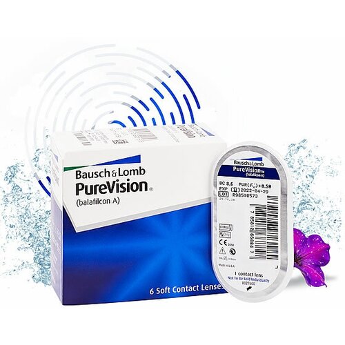 Контактные линзы Bausch & Lomb PureVision, 6 шт., R 8,3, D -0,5 фото