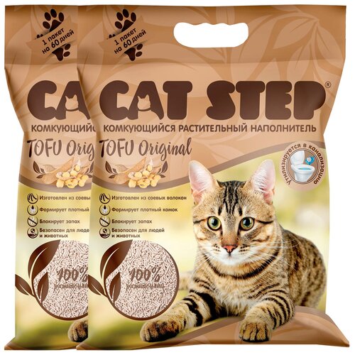 фотография CAT STEP TOFU ORIGINAL - Кэт степ наполнитель комкующийся для туалета кошек (12 + 12 л), купить за 3418р