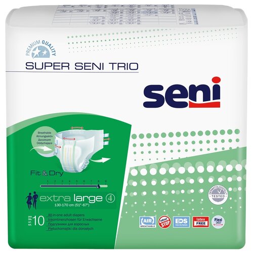 Подгузники для взрослых Super Seni trio extra large (обхват 130-170 см) 10 шт. фото