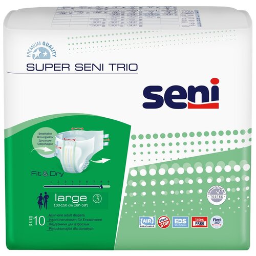 Подгузники для взрослых Super Seni trio large (обхват 100-150 см) 10 шт. фото