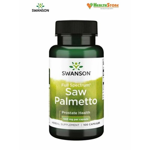 фотография Swanson Full Spectrum Saw Palmetto 540мг 100 капсул, Экстракт серенои 540 мг, со пальметто При болезнях предстательной железы, укрепляет мужское здоровье, купить за 1090р