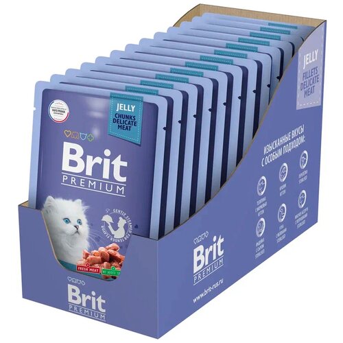 Паучи для котят Brit Premium, телятина с морковью в желе, 14 шт. х 85 г фото