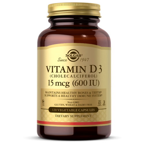 Vitamin D3 (Витамин Д3) 15 мкг (600 IU) 120 вегетарианских капсул (Solgar) фото