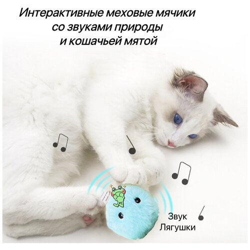 Игрушки для кошек, интерактивный мячик со звуком и кошачьей мяты для кошек фото