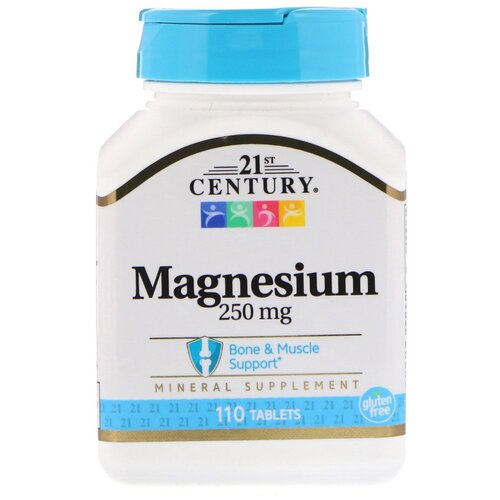 фотография Таблетки 21st Century Magnesium, 150 г, 250 мл, 250 мг, 110 шт., купить за 720р