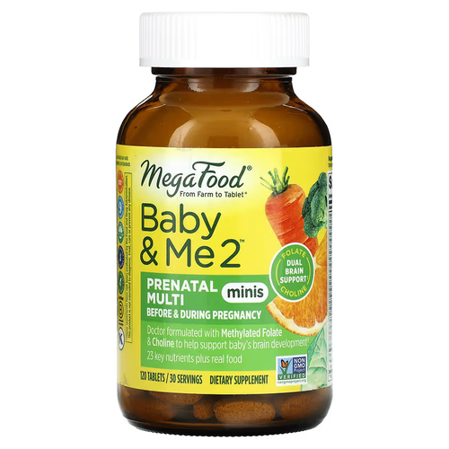 Megafood, Baby & Me 2, Prenatal Multi, мультивитамины для беременных, 120 таблеток фото