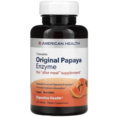 фотография American Health, Papaya Enzyme, Оригинальный жевательный фермент папайи, 250 таблеток, купить за 1622р