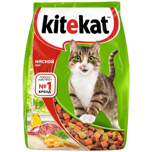 фотография Сухой корм для кошек Kitekat Мясной Пир 350 г, купить за 350р