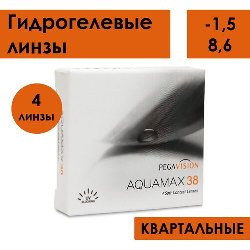 фотография Контактные линзы Pegavision Aquamax 38, 4 шт., R 8,6, D -1,5, купить за 842р