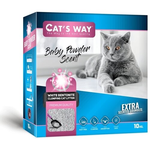 Cats way Box White Cat Litter With Babypowder наполнитель комкующийся для кошачьего туалета с ароматом детской присыпки (коробка) фото