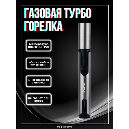 фотография Газовая зажигалка Honest серебристая, купить за 599р