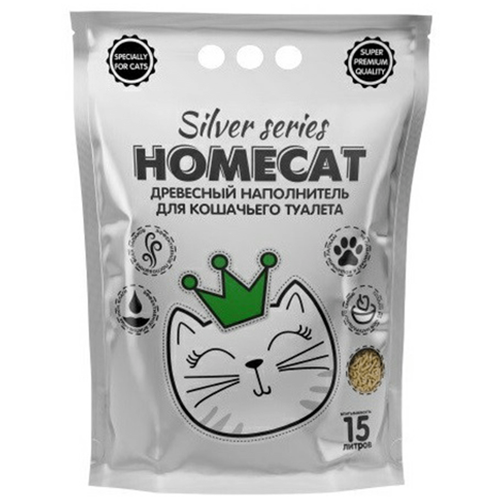 Наполнитель Homecat Silver Series премиум древесный для кошек (3 кг (15 л)) фото