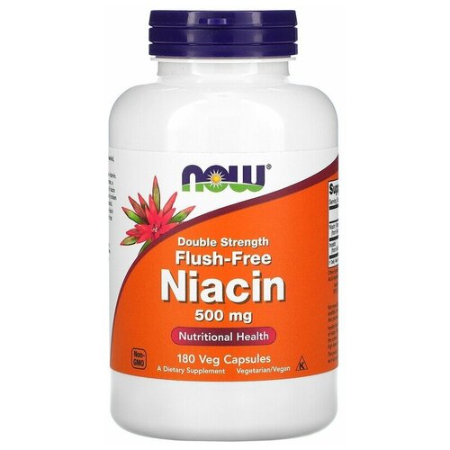 фотография NOW Niacin Flush-Free Double Strength (ниацин не вызывающий покраснений) 500 мг 180 капсул, купить за 5880р