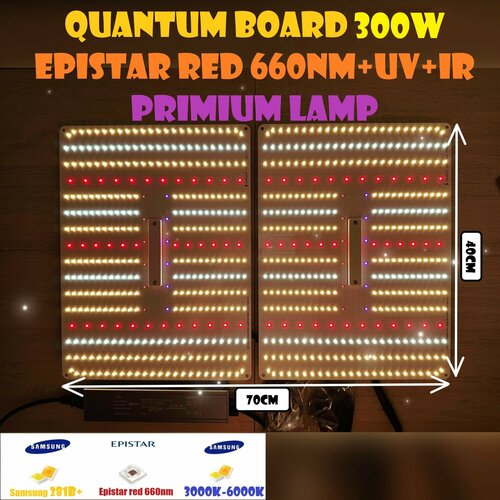 Светильник для растений / Фитолампа Quantum board Квантум борд 300 ватт Mean well, Диоды LM281B 288мм-2шт 5000к 450nm-660n фото